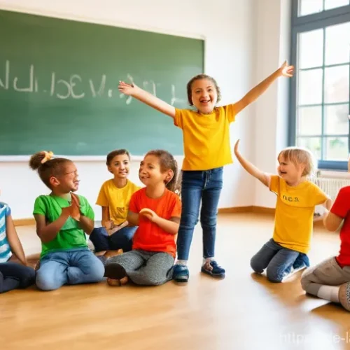 다문화 사회와 언어 교육 - **Prompt:** A vibrant and inclusive German kindergarten classroom, filled with natural light. A dive...