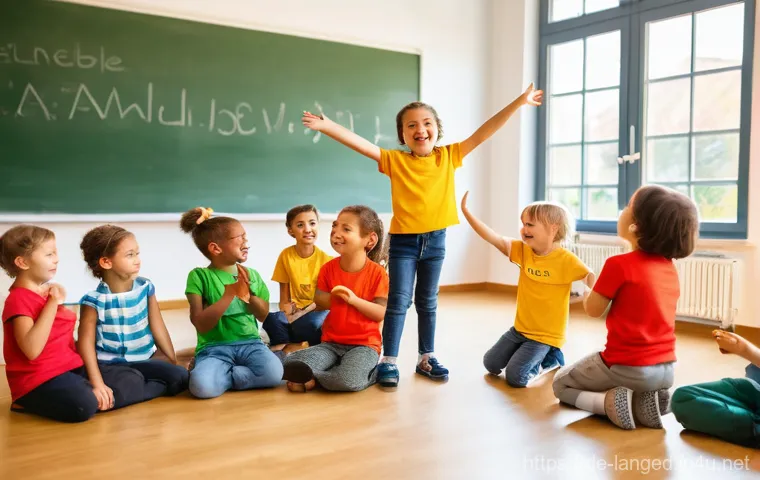 다문화 사회와 언어 교육 - **Prompt:** A vibrant and inclusive German kindergarten classroom, filled with natural light. A dive...